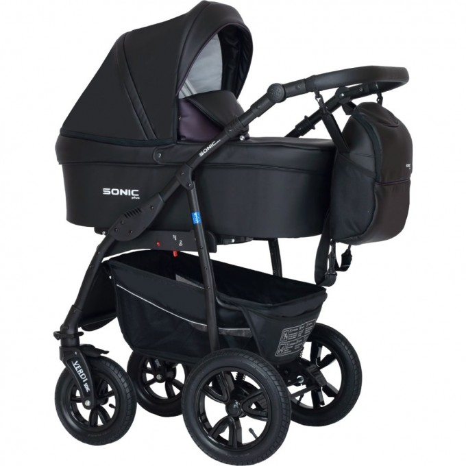 Коляска VERDI Babies Sonic Plus 3 в 1, черная с фиолетовой вставкой 2020000002239 Коляска VERDI Babies Sonic Plus 3 в 1, черная с фиолетовой вставкой 2020000002239