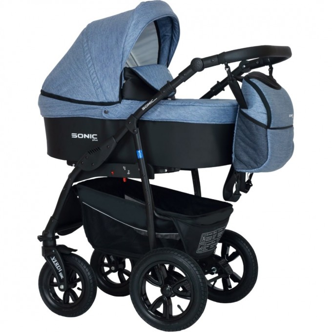 Коляска VERDI Babies Sonic Plus 3 в 1, верх светло-серая текстура льна, низ черная 2020000002284 Коляска VERDI Babies Sonic Plus 3 в 1, верх светло-серая текстура льна, низ черная 2020000002284